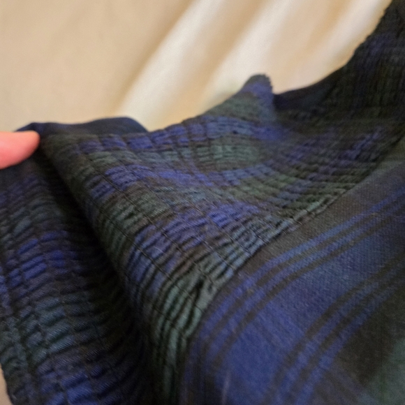 Hot Topic Green Blue Plaid Flannel Sleeveless Button Up Collared Vest 90s y2k - Picture 7 of 9